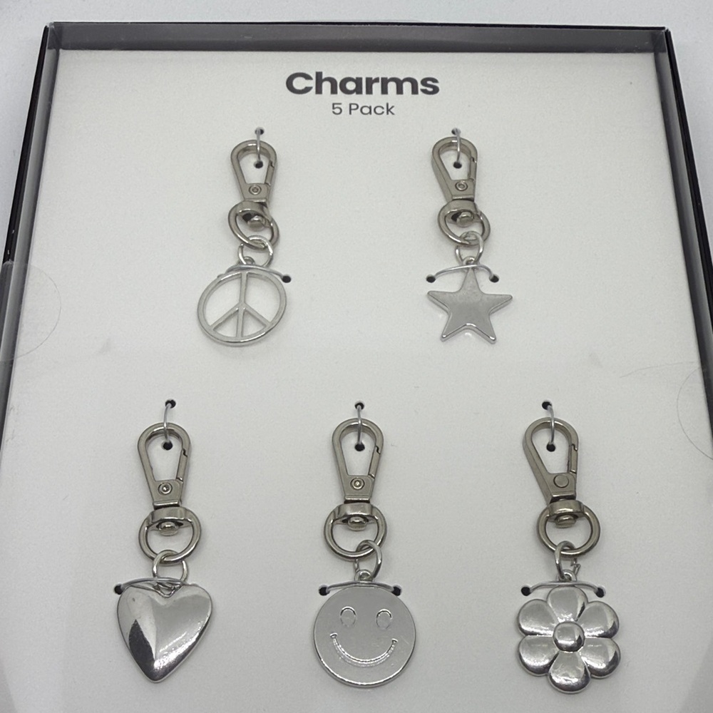 Silver Charm Set Phone & Keychain Charms 5-Pack NWT